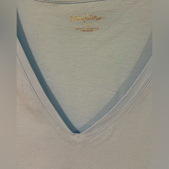 Lilly Pulitzer Women's Light Blue V-Neck Meredith Tee - Picture 2 of 9